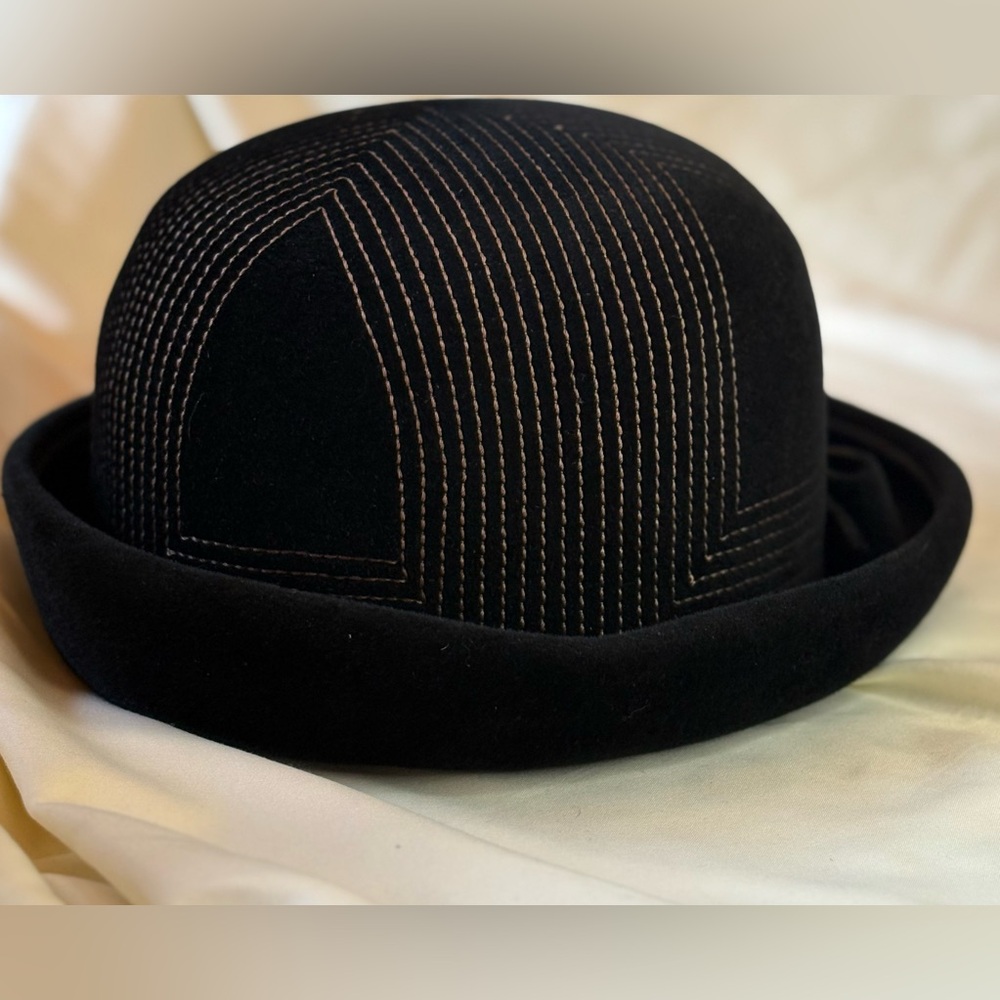Anita Pineault Vintage Black Felt Bow Hat - Picture 5 of 9